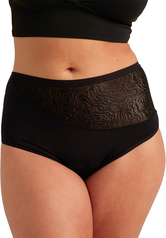 saalt Lace High Waisted Period Underwear | Leakproof, Silky Soft, Recycled Fabric, Full Coverage