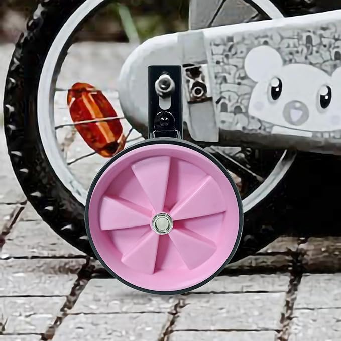 1 Pair Bicycle Auxiliary Wheel Bike Training Wheels Stronger Version Heavy Duty Rear Bicycle Stabilizers Accessories (Pink, 12in)