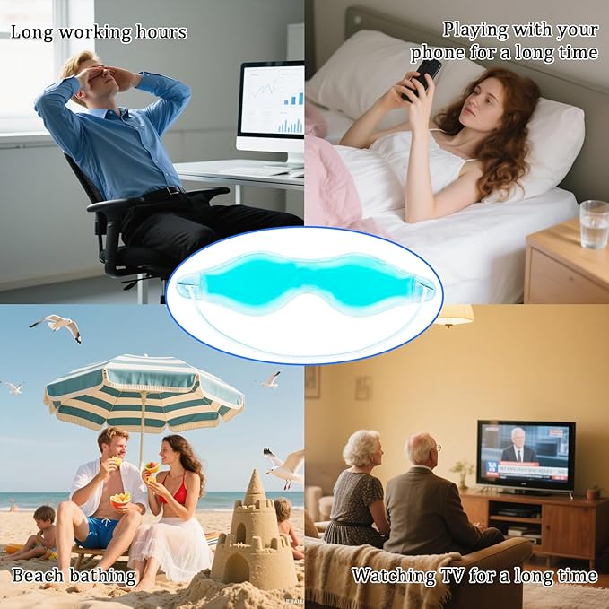 2 Therapeutic Spa Gel Bead Eye Masks - Hot/Cold Reusable Ice Packs - Compress Therapy for Puffy Eyes, Dark Circles, Headaches, Migraines, Stress Relief
