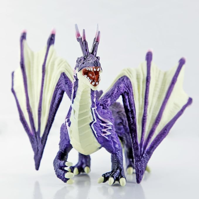 RECUR Thunder Dragon Action Figurine, 7.4 Inch Purple Dragon Toys for Boys Girls Kids, RPG Figures Miniatures for Tabletop Display & Roleplaying, Collectors Toy Age 3 +