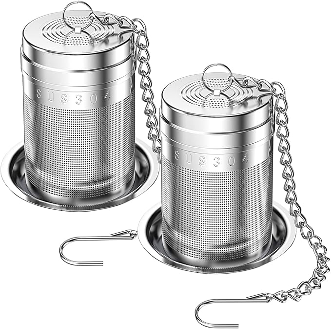 2 Pack 18/8 Stainless Steel Tea Infuser, Extra Fine Mesh Tea Infusers for Loose Tea, Tea Strainer Steeper Filter for Brew Tea, Spices & Seasonings (2)