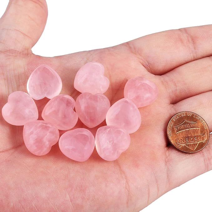 SUNYIK Assorted Crystal Stone Carved Puff Heart Pocket Stone Set, Healing Palm Crystal Set for Christmas, Pack of 8(Mini Size 0.5'')