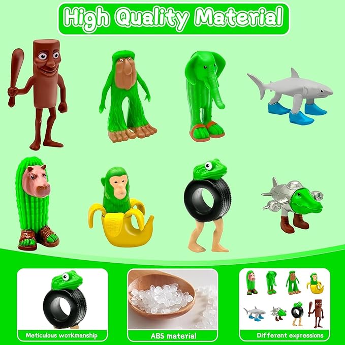 8PCS Italian Brainrot Action Figures, Tralalero Tralala Figures Toys, Collectible Animals Figurine with Tralalero Tralala, Brainrot Meme Shark Collectible Animals Figurine Doll Gifts for Fans
