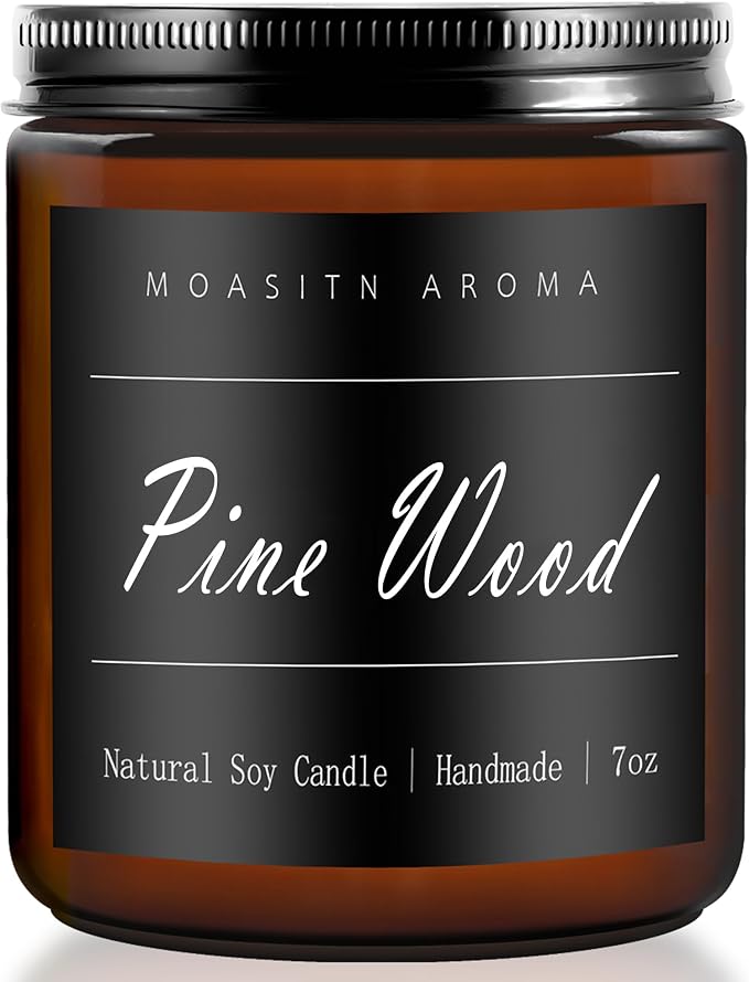 MOASITN Pine Wood Heavenly Scented Candles for Home| Organic Soy Aromatherapy candel| Handmade Long Lasting Jar Candles Gift for Women,Men as Birthday,Housewarming,Autumn,Relaxing Gifts| 7oz