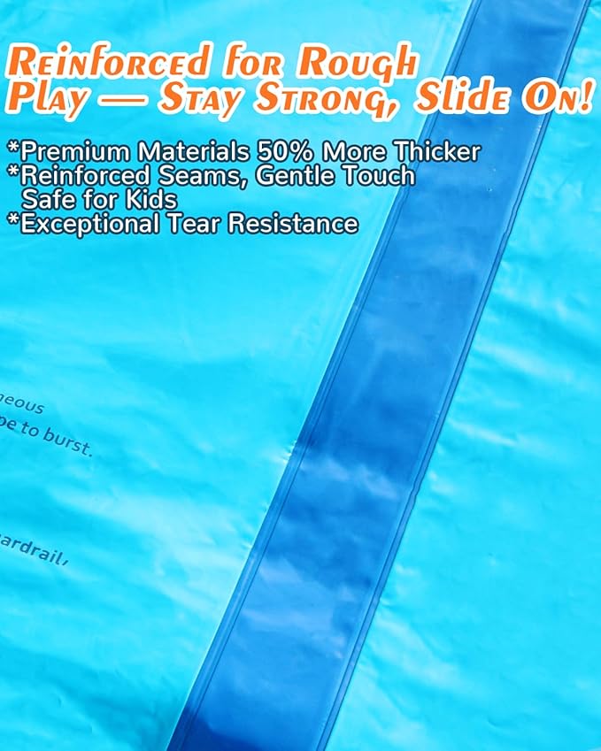 Slip and Water Slide for Kids and Adults Backyard,2 Lanes Extra Long Inflatable Slip and Water Slide with Sprinkler and Bodyboards,Heavy Duty Summer Outdoor Water Toy,Blue Shark Theme