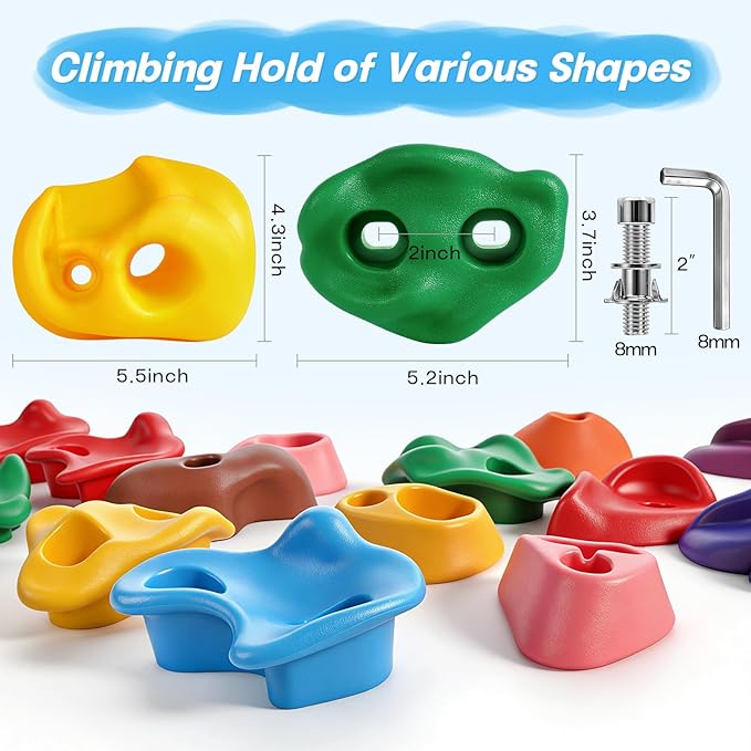 36 PCS Rock Climbing Holds for Kids,Rock Climbing Wall Grips Climbing Rocks Wall Kit for Indoor and Outdoor Playground Play Set with Hardware（Style B）