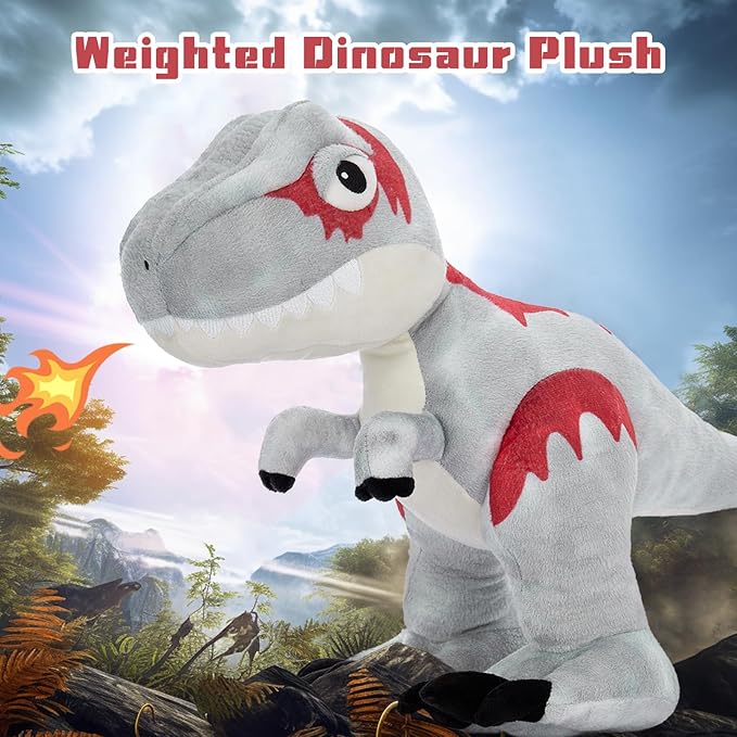 20-Inch Big Standing Dinosaur Stuffed Animal with Weighted Feet, T-Rex Stuffed Dinosaur Plush Toy for Boys & Dino Lovers, Giant Dino Plush for Christmas, Birthday, Party and Decor