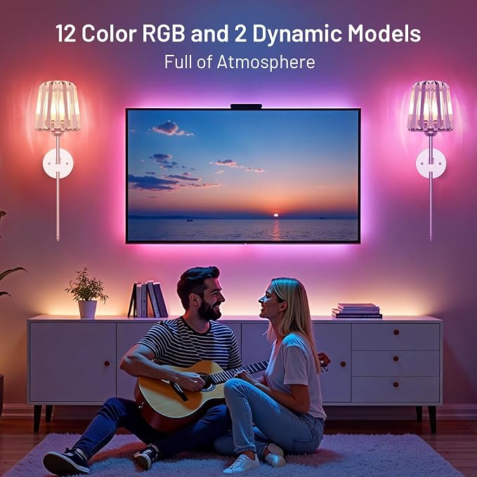Crystal Battery Operated Wall Sconces Set of 2, Chrome Rechargeable Wireless Wall Lights with Crystal Lampshade, 12 RGB and 3CCT Dimmable Wall Lamps with Remote for Bedroom Living Room Hallway