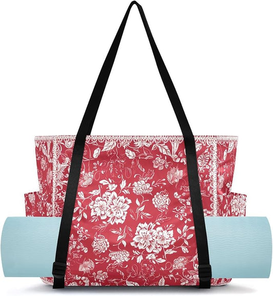 MCHIVER Yoga Bag for Women Men Large Yoga Mat Bag with Adjustable Strap Workout Bags Totes for Pilates Yoga Travel