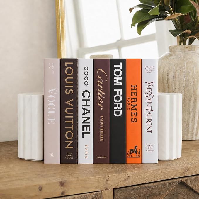 4-7 Pieces Fashion Decorations Book Set. Premium Aesthetic Faux Books for Room Decor. (7) | Designer Fuller Set for Living Room, Office and Mantel - Not Real, Tool-Free 2-Min Setup