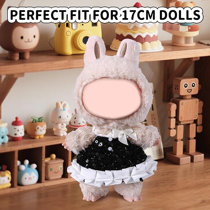 Coolcandy 17cm Doll Clothes, Fashionable Dolls Outfit with Accessories Suit, Stylish Adorable Dolls Clothes Set, Soft Fabric, Detailed Stitching(Doll Not Included)