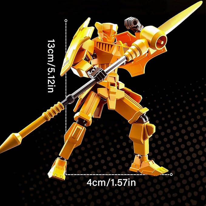 WEAREWE 2 Set DIY 3D Printed Action Figures Set 13 Luck 13 Action Figure Multi-Jointed Movable Mech Doll Robot(Orange-Yellow)