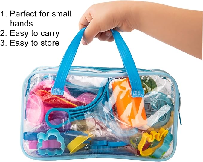 Dough Tools for Kids, 46Pcs Dough Toys Include Play Food Molds - Cupcakes, Ice Cream, Noodle, Play Bulk Pack with Roller, Cutters, Scissor, DoughMat and Storage Bag Gifts (Tools)