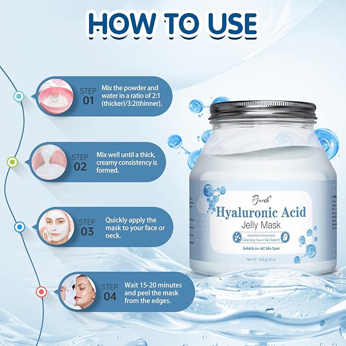 Jelly Masks Set for Facials Professional, Hyaluronic Acid Jelly Mask Powder with Mixing Bowl Set, Peel Off Hydrojelly Mask for Moisturizing & Deep Hydration, Spa Use for All Skin