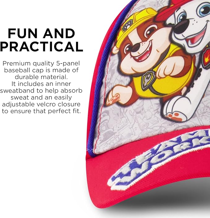 Nickelodeon Boys Baseball Cap, Paw Patrol Marshall Adjustable Toddler Hat, Ages 2-4 Or Boy Hats for Kids Ages 4-7