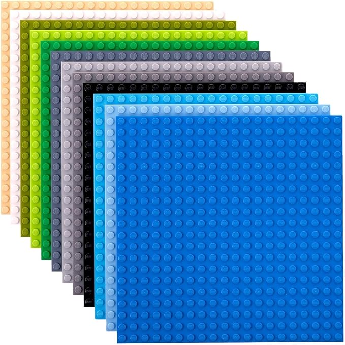 Strictly Briks Compatible with Lego 12 Pack Classic Stackable Baseplates 6x6, for Building Brick Base Plates 20x20 Studs Plates - Building Baseplate Stackable for Top & Bottom Sides, 12 Nature Colors
