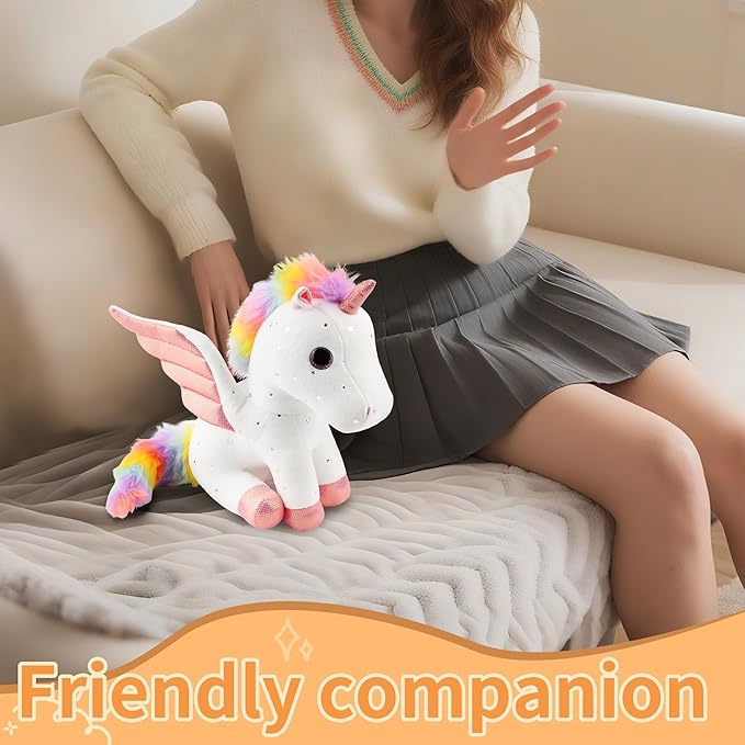 Unicorn Stuffed Animal with Wings, Soft Unicorn Stuffed Animal for Kids Girls Lovers Women, 11.8 Inches Cute Plush Toys Hugging Pillow Plush Animals Gift for Birthday Valentine Christmas Decor White