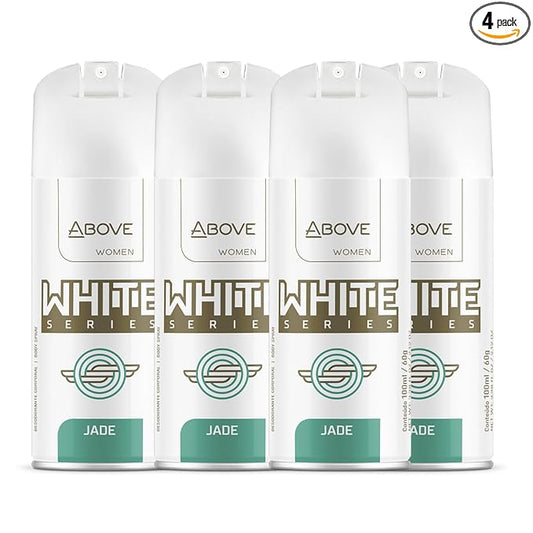 ABOVE White Series Body Spray, Jade, 4 pcs - Deodorant Spray - Masks Perspiration Odors - Long-Lasting Dry Spray - Paraben-Free - Cruelty-Free 2.12 oz each