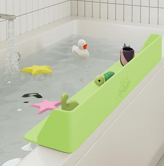 Original PlayPad, Bathtub Splash Guard Play Shelf - Toy Tray Caddy Holder Storage - Suction Cups Attach to Bath Tub - No Mess Water Spill in Bathroom for Toddlers Kids Baby (Green)