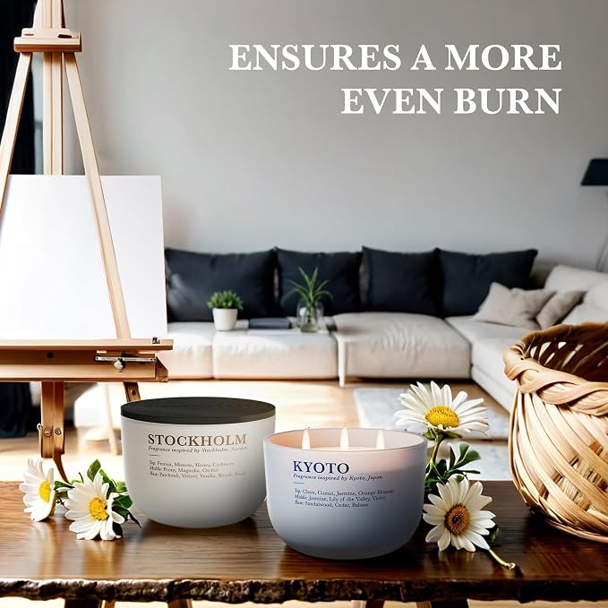 Hidden Label Cashmere & Blonde Woods Candles for Home Scented, Large 3 Wick Scented Natural Soy Candles, Soy Candle with Wood Lid,Candle Gifts for Women,16oz