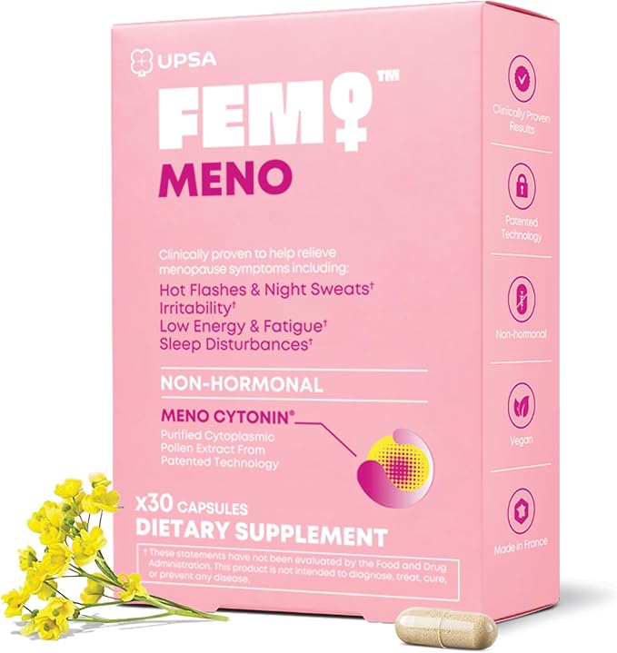 FEM Meno Menopause Supplements for Women - Non-Hormonal Menopause Relief for Hot Flashes & Night Sweats - Hormone Balance Support for Sleep, Mood & Energy - 30 Capsules