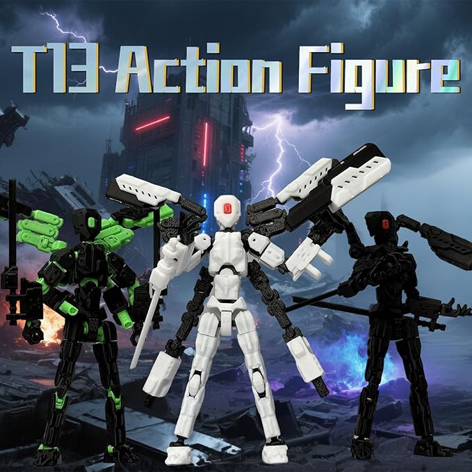 Assembly Completed T13 Action Figure, T13 Robo 13 Action Figures,Gift for Collectors Desktop Decoration Best Birthday Festival Gift (Black)