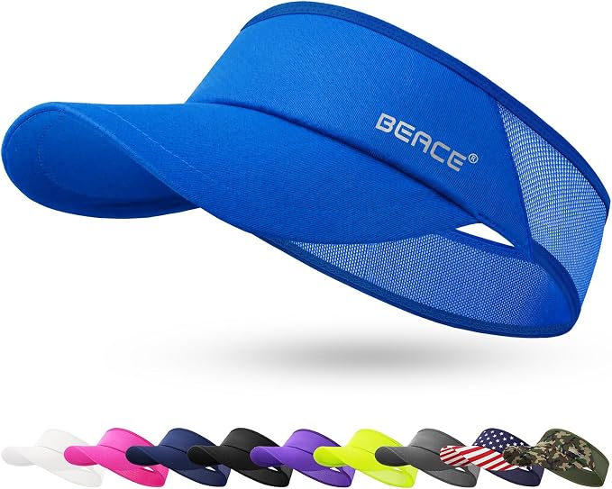 BEACE Sun Visor Hat Women Men-Sports Lightweight Wicking Stretchy Sunvisor Cap for Golf Tennis Running Pickleball Beach
