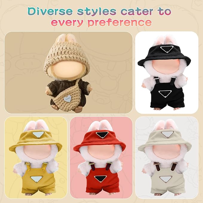 17cm Clothes Set (NO Doll): Hat & Overalls Set for 17cm Accessories Suit - Stylish Adorable Dolls Clothes Accessories - Cute Clothes for Dress up Unique Style (ZL-D001)