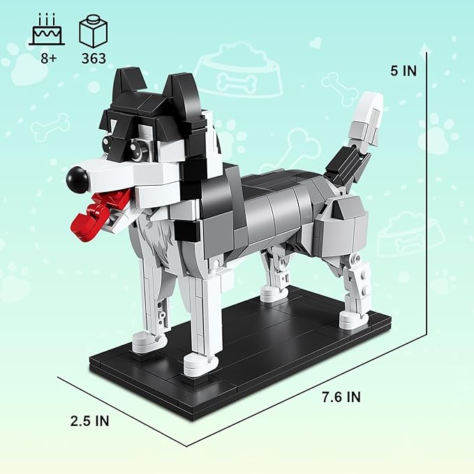 KAZI Adorable Dogs Building Toy Set,Dog Gifts for Animal-Lovers,Ideas Husky Dog,Building Set for Girls and Boys,Creative Buildable Toys for Kids 8 and Up,Party Favors,Gifts for Halloween Christmas