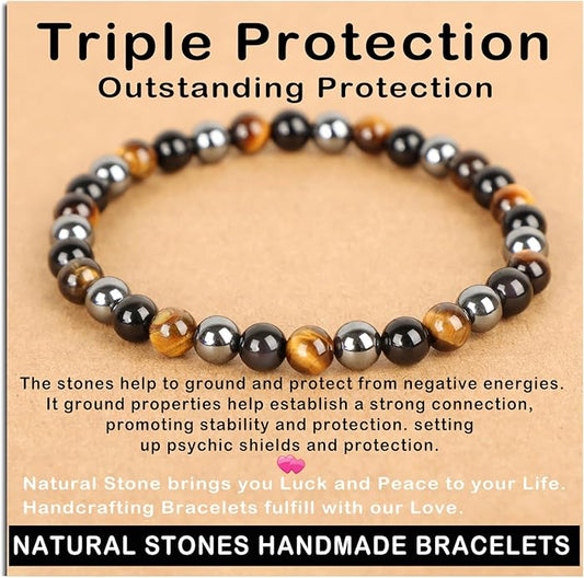 AD Beads Handmade Gemstone Stretch Elastic Bracelet Crystal Healing Reiki Nature's Beauty and Spiritual Essence Unisex