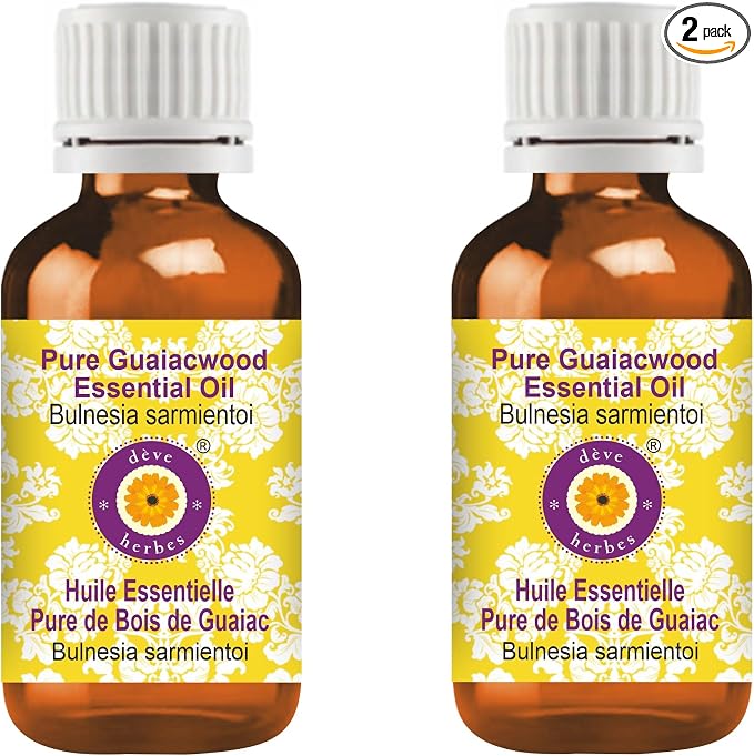 Deve Herbes Pure Guaiacwood Essential Oil (Bulnesia sarmientoi) Steam Distilled (Pack of Two) 100ml X 2 (6.76 oz)