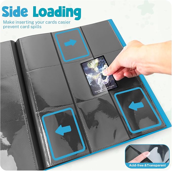 Card Binder, 9 Pocket Trading Card Album Folder,20 Pages, 360 Card Capacity Sports Card Binder, Premium Card Binders Compatible with MTG, TCG, Baseball Cards (Sky blue)