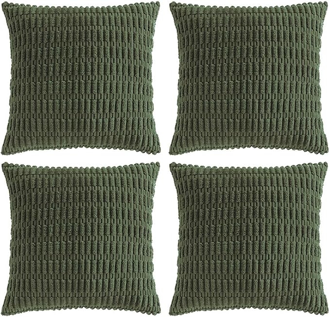 Fancy Homi 4 Packs Decorative Throw Pillow Covers for Living Room Couch Bed, Modern Farmhouse Boho Home Décor Accent Cushion Case, 22" x 22", Olive Green