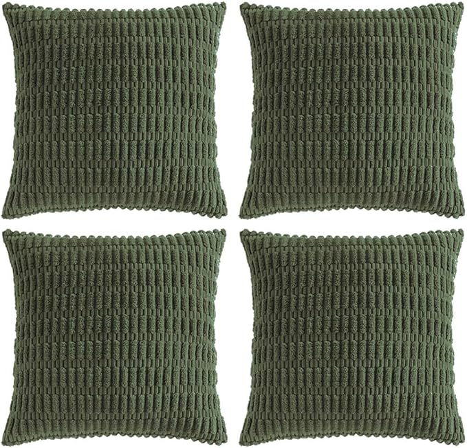 Fancy Homi 4 Packs Decorative Throw Pillow Covers for Living Room Couch Bed, Modern Farmhouse Boho Home Décor Accent Cushion Case, 16" x 16", Olive Green