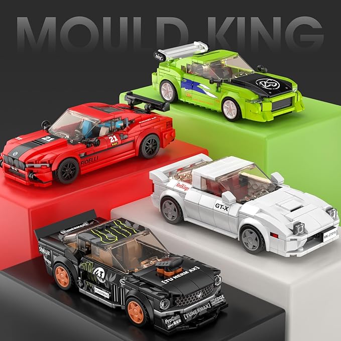 Mould King Speed Champion RX-7 Initial D Building Set & Display Case, 27015 Cars Model Kits Gifts for Teens/Adults, Creative for Teens Age 14+ (369Pcs)