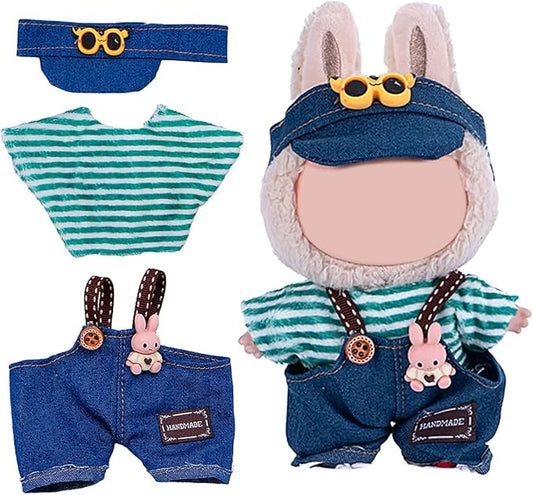 17cm Doll Clothes Set, Premium Jeans & Knitted Sweater Outfit for 17cm 15cm Dolls, Cute Dress Up Fashion, No Doll Included (Cute, 17cm/15cm)