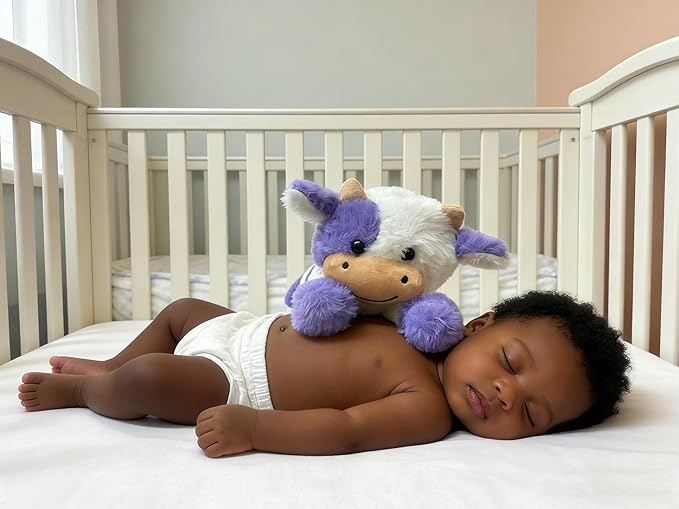 Cute Cow Plush Stuffed Animal Doll Toy 10 inch for Girls Boys (pa Cow purplue)