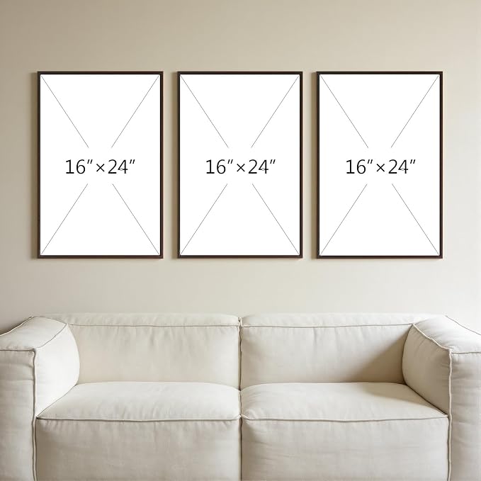 Thalasse Abstract Wall Art Large Framed 3D Sand Beige 16x24 In | Set of 3 Wabi Sabi Abstract Sandstone Relief Artwork with Solid Catalpa Wood Frame, Minimalist Triptych Pictures for Entryway