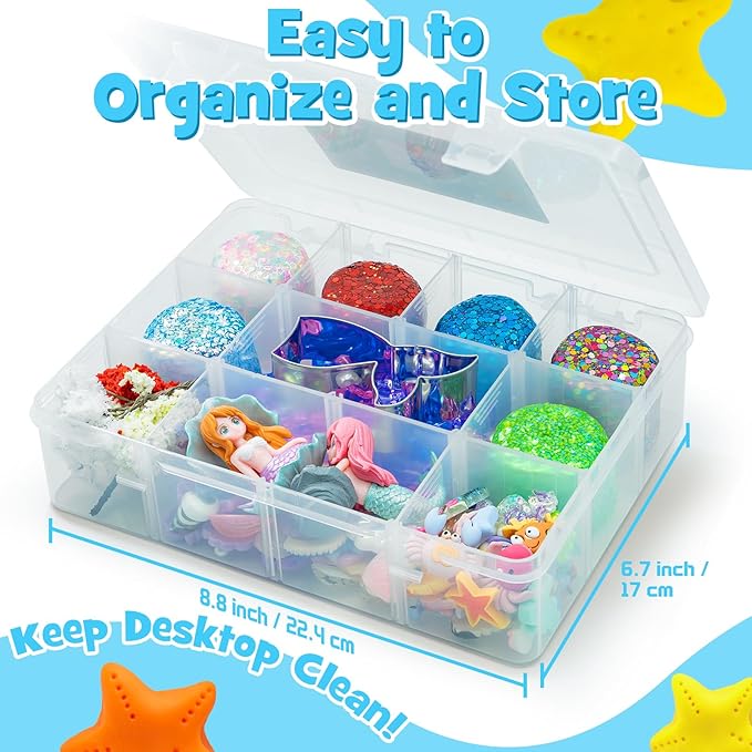 SIMPLIPLAY Mermaid Sensory Kit, 18oz 6 Pcs Glitter Doughs with Accessories(150 Pcs+), Non-Toxic Play Dough Set, Sensory Dough Kit for Toddlers 3 4 5 6 Year Old with Cutter, Mermaid Toys