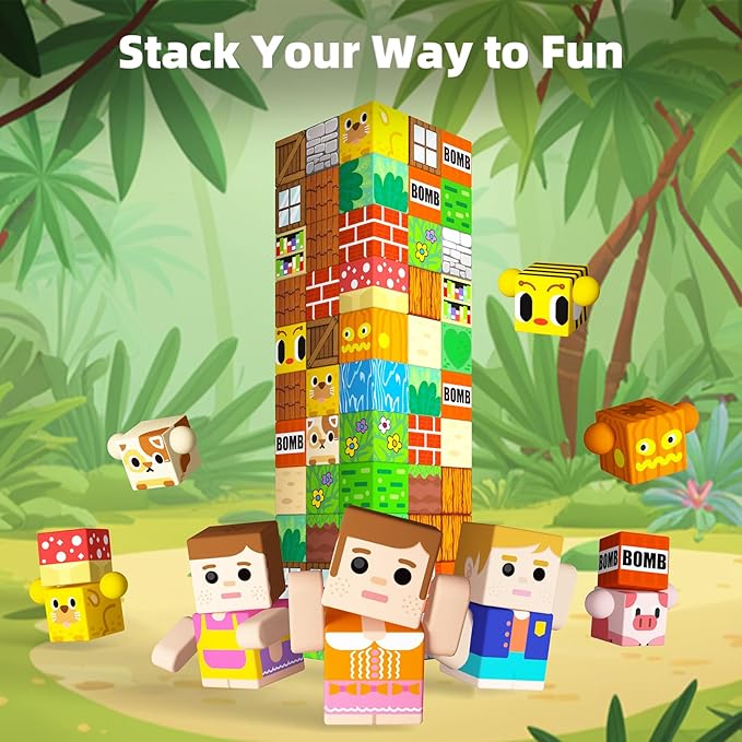 idoot 100PCS Magnetic Building Blocks, Forest Animal Sensory STEM Toys for Boys and Girls, Great for Birthday