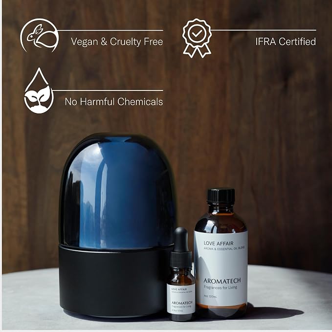 AromaTech Love Affair Aroma Essential Oil Blend: Luxury Hotel Inspired Aromatherapy with Jasmine, Saffron, Cedar & Amber for Ultrasonic Diffusers & Nebulizers (500 mL)