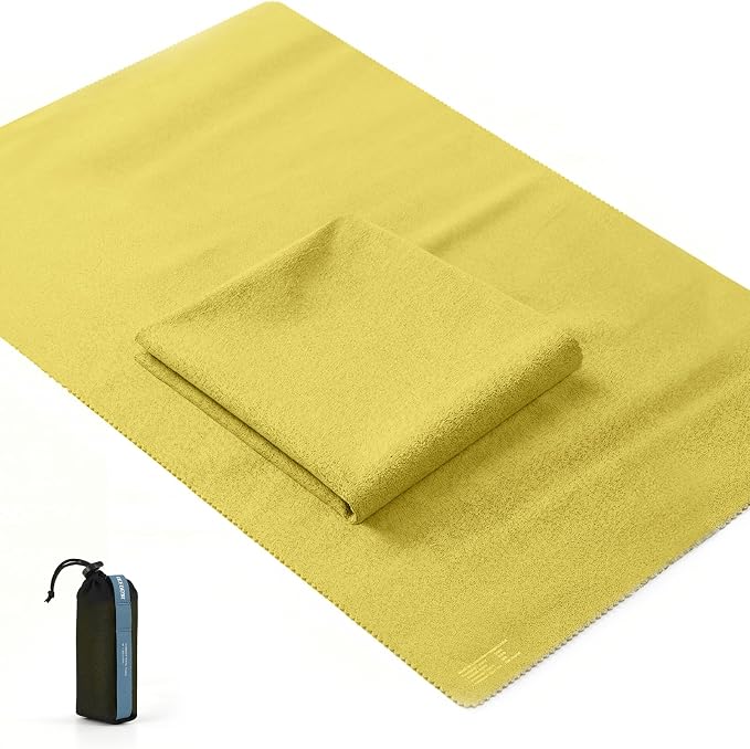Microfiber Travel Towel, Soft Lightweight Quick Dry Towel, Super Absorbent Compact Travel & Sports & Beach Towels for Camping, Backpack, Gym, Swimming, Yoga, Hiking (Yellow, X Large)
