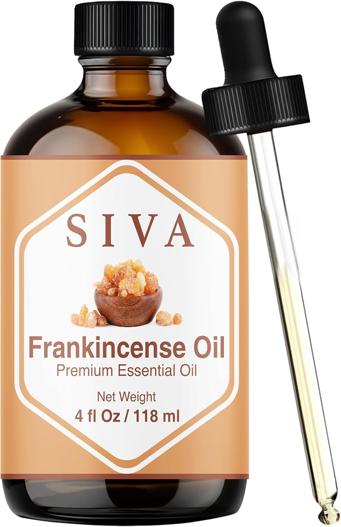 Siva Frankincense Essential Oil 4 Fl Oz – for Diffuser, Skin & Hair Care – Ideal for Massage & DIY Blends - with Dropper