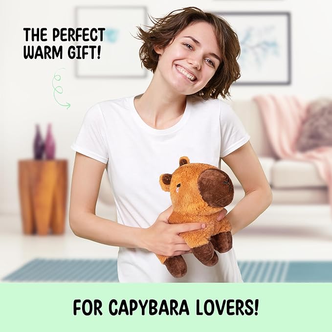 Capybara Microwavable & Weighted Stuffed Animals - 1.5 Lbs Unscented Heating Pad for Period Cramps Pain Relief and Anxiety, Cute Capybara Plush Toys Gifts for Women Girls Adults and Kids by Happy Fuel