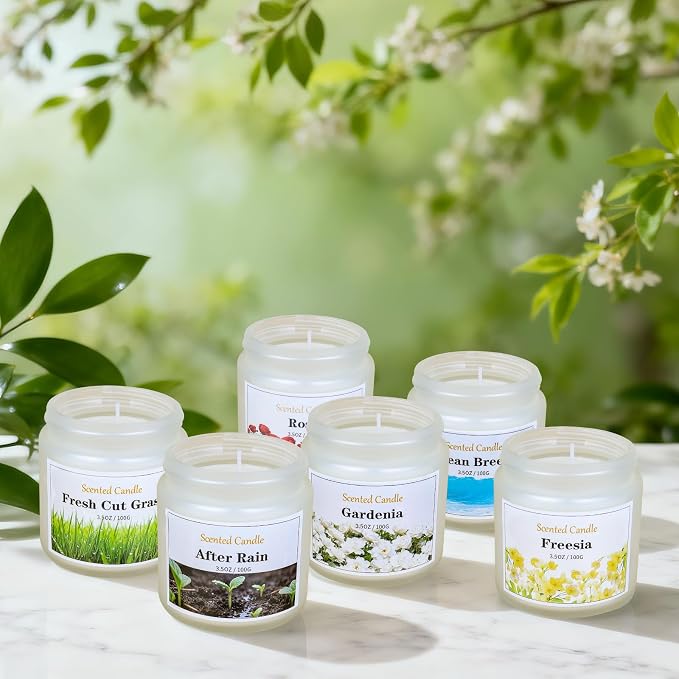 6 Pack Spring Candles for Home Scented, Spring Scented Candles for Women Men, 21oz Natural Soy Wax Candle, Scented Candle Gifts Set for Birthday, Valentines Day, Anniversary
