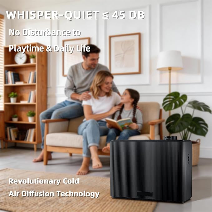 Smart Scent Air Machine for Home 1000mL Hotel Scent Diffuser for 4500 sq.ft HVAC Aroma Diffusers for Large Home Smart Bluetooth, Waterless Aromatherapy Ideal for Whole House (Black)