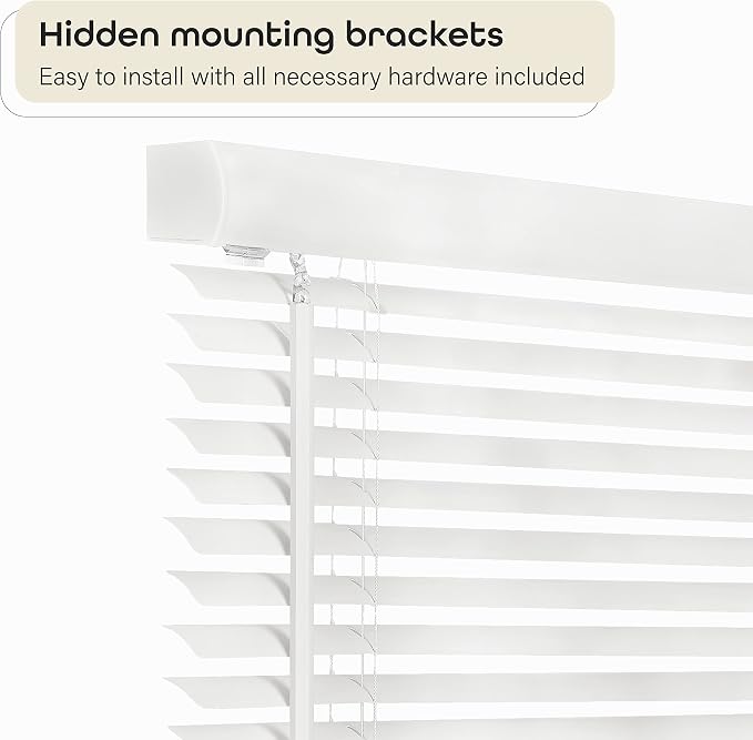 Cordless Light Filtering Mini Blind - 31 Inch Width, 48 Inch Length, 1" Slat Size - Pearl White - Cordless GII Morningstar Horizontal Windows Blinds for Interior by Achim Home Decor