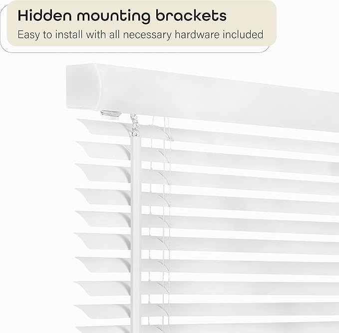 Cordless Light Filtering Mini Blind - 31 Inch Width, 72 Inch Length, 1" Slat Size - Pearl White - Cordless GII Morningstar Horizontal Windows Blinds for Interior by Achim Home Decor
