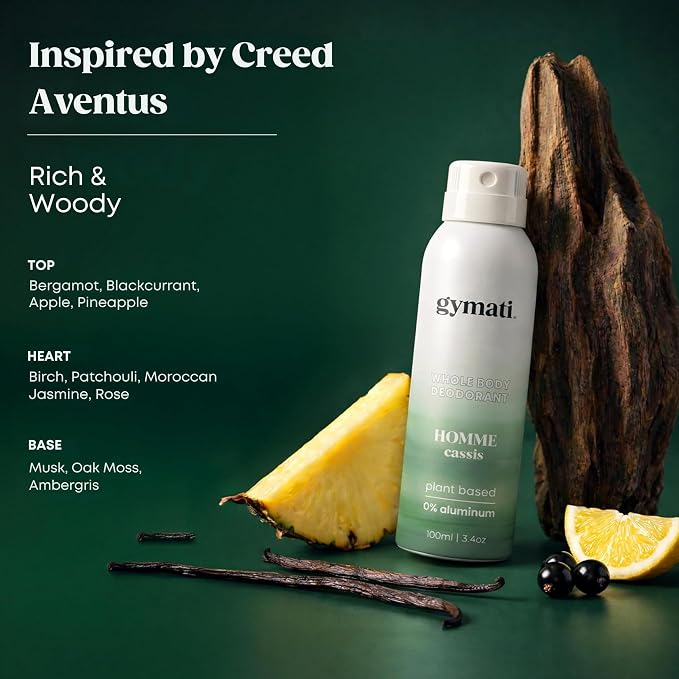 Gymati Natural Deodorant Body Spray – Aluminum-Free, Plant-Based Blend with Aloe & Zinc, Long-Lasting Odor Protection, Luxury-Inspired Scent for Men