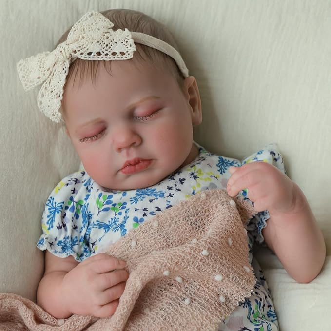 SCOM Silicone Reborn Baby Dolls - 20 inch Cute Realistic Baby Girl, Soft Full Silicone Body Newborn, Washable & Poseable, with Accessories for Boy Girl Ages 3+ Yrs, Birthday/Christmas